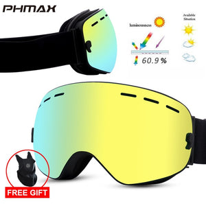 PHMAX 2019 Ski Goggles With Ski Mask Men Women Snowboard Goggles Glasses Skiing UV400 Protection  Anti-fog Snow Skiing Glasses