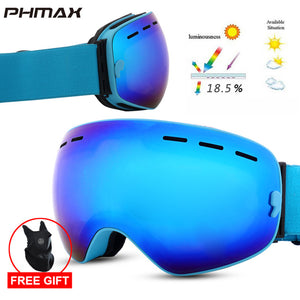 PHMAX 2019 Ski Goggles With Ski Mask Men Women Snowboard Goggles Glasses Skiing UV400 Protection  Anti-fog Snow Skiing Glasses