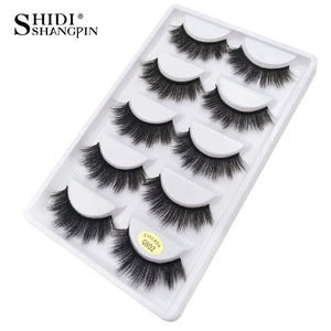 SHIDISHANGPIN 5 pairs mink eyelashes natural 3d mink lashes mink false lashes false eyelashes full strip lashes cilios faux cils