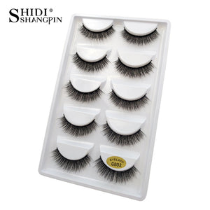 SHIDISHANGPIN 5 pairs mink eyelashes natural 3d mink lashes mink false lashes false eyelashes full strip lashes cilios faux cils