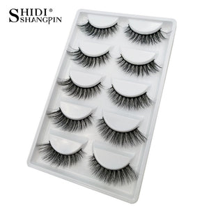 SHIDISHANGPIN 5 pairs mink eyelashes natural 3d mink lashes mink false lashes false eyelashes full strip lashes cilios faux cils