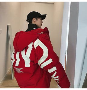 Privathinker 2019 Thick Warm Men Winter Jacket Clothes Casual Loose Harajuku Mens Parkas Coats Hooded Print Red Male Windbreaker