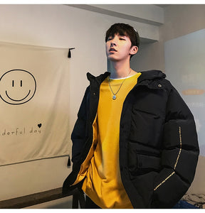 Privathinker 2019 Thick Warm Men Winter Jacket Clothes Casual Loose Harajuku Mens Parkas Coats Hooded Print Red Male Windbreaker
