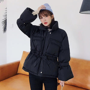 Women winter jackets parkas 2019 Fashion Thick warm Lantern sleeve tops jackets Slim solid sweet jackets for female