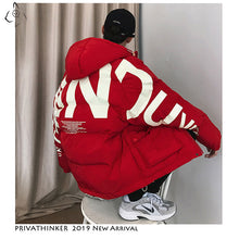 Load image into Gallery viewer, Privathinker 2019 Thick Warm Men Winter Jacket Clothes Casual Loose Harajuku Mens Parkas Coats Hooded Print Red Male Windbreaker