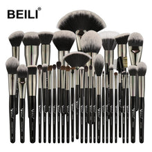 Load image into Gallery viewer, BEILI 40 pieces Luxury black professional makeup brush set Big brushes Powder foundation blending goat hair makeup brushes