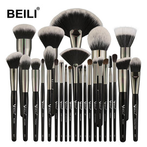 BEILI 40 pieces Luxury black professional makeup brush set Big brushes Powder foundation blending goat hair makeup brushes