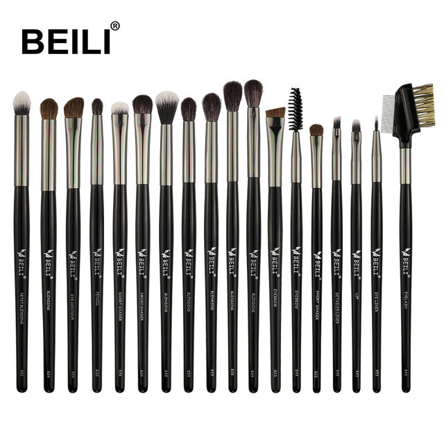 BEILI 40 pieces Luxury black professional makeup brush set Big brushes Powder foundation blending goat hair makeup brushes