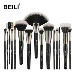 BEILI 40 pieces Luxury black professional makeup brush set Big brushes Powder foundation blending goat hair makeup brushes