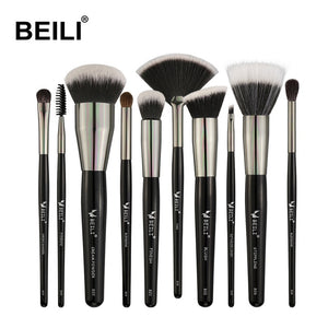 BEILI 40 pieces Luxury black professional makeup brush set Big brushes Powder foundation blending goat hair makeup brushes