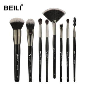 BEILI 40 pieces Luxury black professional makeup brush set Big brushes Powder foundation blending goat hair makeup brushes