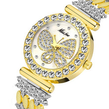 Load image into Gallery viewer, MISSFOX Butterfly Women Watches Luxury Brand Big Diamond 18K Gold Watch Waterproof Special Bracelet Expensive Ladies Wrist Watch