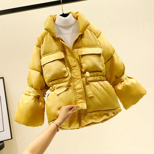 Women winter jackets parkas 2019 Fashion Thick warm Lantern sleeve tops jackets Slim solid sweet jackets for female