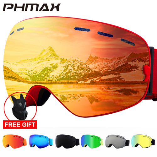 PHMAX 2019 Ski Goggles With Ski Mask Men Women Snowboard Goggles Glasses Skiing UV400 Protection  Anti-fog Snow Skiing Glasses