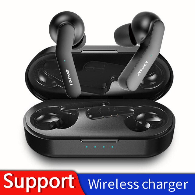 Original AWEI T10C TWS Wireless  Bluetooth  Earphone Headphones Tap Control Headset Handsfree True Wireless Earbuds For xiaomi