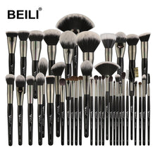 Load image into Gallery viewer, BEILI 40 pieces Luxury black professional makeup brush set Big brushes Powder foundation blending goat hair makeup brushes