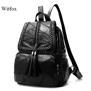 100% Genuine leather Big capacity backpack for women weaving tassel sheepskin travel bag sac transport bag pack for laptop cell