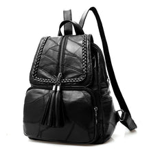Load image into Gallery viewer, 100% Genuine leather Big capacity backpack for women weaving tassel sheepskin travel bag sac transport bag pack for laptop cell