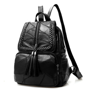 100% Genuine leather Big capacity backpack for women weaving tassel sheepskin travel bag sac transport bag pack for laptop cell