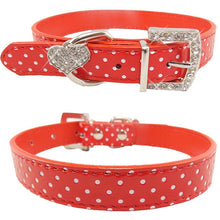 Load image into Gallery viewer, Pets Dog Collar Polka Dot Pattern Dog Accessories For Small Dog Collars And Leashes For Animals Heart Crystal Pendant Mascotas