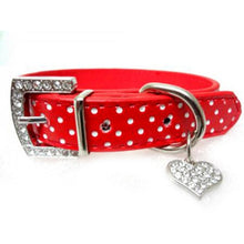 Load image into Gallery viewer, Pets Dog Collar Polka Dot Pattern Dog Accessories For Small Dog Collars And Leashes For Animals Heart Crystal Pendant Mascotas