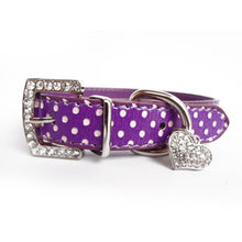 Load image into Gallery viewer, Pets Dog Collar Polka Dot Pattern Dog Accessories For Small Dog Collars And Leashes For Animals Heart Crystal Pendant Mascotas