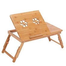 Load image into Gallery viewer, Actionclub Portable Folding Bamboo Laptop Table Sofa Bed Office Laptop Stand Desk With Fan Bed Table For Computer Notebook Books