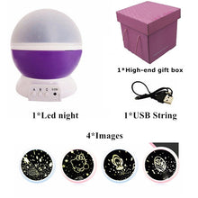 Load image into Gallery viewer, Coversage Rotating Night Light Projector Spin Starry Sky Star Master Children Kids Baby Sleep Romantic Led USB Lamp Projection