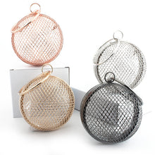 Load image into Gallery viewer, Vintage Women&#39;s Evening Bag Metal Chain Hollow Out Mini Bag Banquet Party Shoulder &amp; Crossbody Bags Clutch Circular Cage Handbag