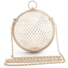 Load image into Gallery viewer, Vintage Women&#39;s Evening Bag Metal Chain Hollow Out Mini Bag Banquet Party Shoulder &amp; Crossbody Bags Clutch Circular Cage Handbag
