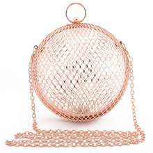 Load image into Gallery viewer, Vintage Women&#39;s Evening Bag Metal Chain Hollow Out Mini Bag Banquet Party Shoulder &amp; Crossbody Bags Clutch Circular Cage Handbag