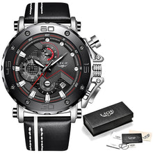 Load image into Gallery viewer, 2019LIGE New Fashion Mens Watches Top Brand Luxury Big Dial Military Quartz Watch Leather Waterproof Sport Chronograph Watch Men