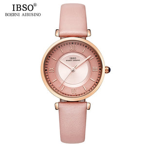 IBSO New Brand Women Watches 2019 Green Genuine Leather Strap Reloj Mujer Luxury Quartz Ladies Watch Women Montre Femme