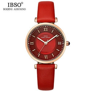 IBSO New Brand Women Watches 2019 Green Genuine Leather Strap Reloj Mujer Luxury Quartz Ladies Watch Women Montre Femme