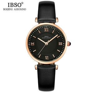 IBSO New Brand Women Watches 2019 Green Genuine Leather Strap Reloj Mujer Luxury Quartz Ladies Watch Women Montre Femme
