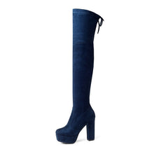 Load image into Gallery viewer, Size 34-43 New 2019 Over the Knee Boots Women Faux Suede Thigh High Boots Platform Stretch Slim Sexy Ladies Women&#39;s Winter Boots