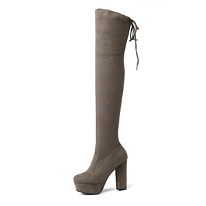 Size 34-43 New 2019 Over the Knee Boots Women Faux Suede Thigh High Boots Platform Stretch Slim Sexy Ladies Women's Winter Boots