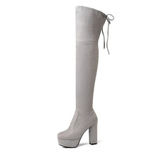 Load image into Gallery viewer, Size 34-43 New 2019 Over the Knee Boots Women Faux Suede Thigh High Boots Platform Stretch Slim Sexy Ladies Women&#39;s Winter Boots