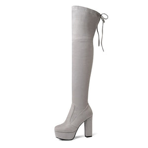 Size 34-43 New 2019 Over the Knee Boots Women Faux Suede Thigh High Boots Platform Stretch Slim Sexy Ladies Women's Winter Boots