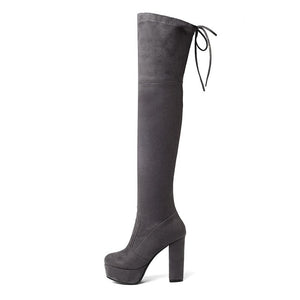 Size 34-43 New 2019 Over the Knee Boots Women Faux Suede Thigh High Boots Platform Stretch Slim Sexy Ladies Women's Winter Boots