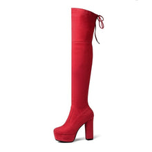 Load image into Gallery viewer, Size 34-43 New 2019 Over the Knee Boots Women Faux Suede Thigh High Boots Platform Stretch Slim Sexy Ladies Women&#39;s Winter Boots